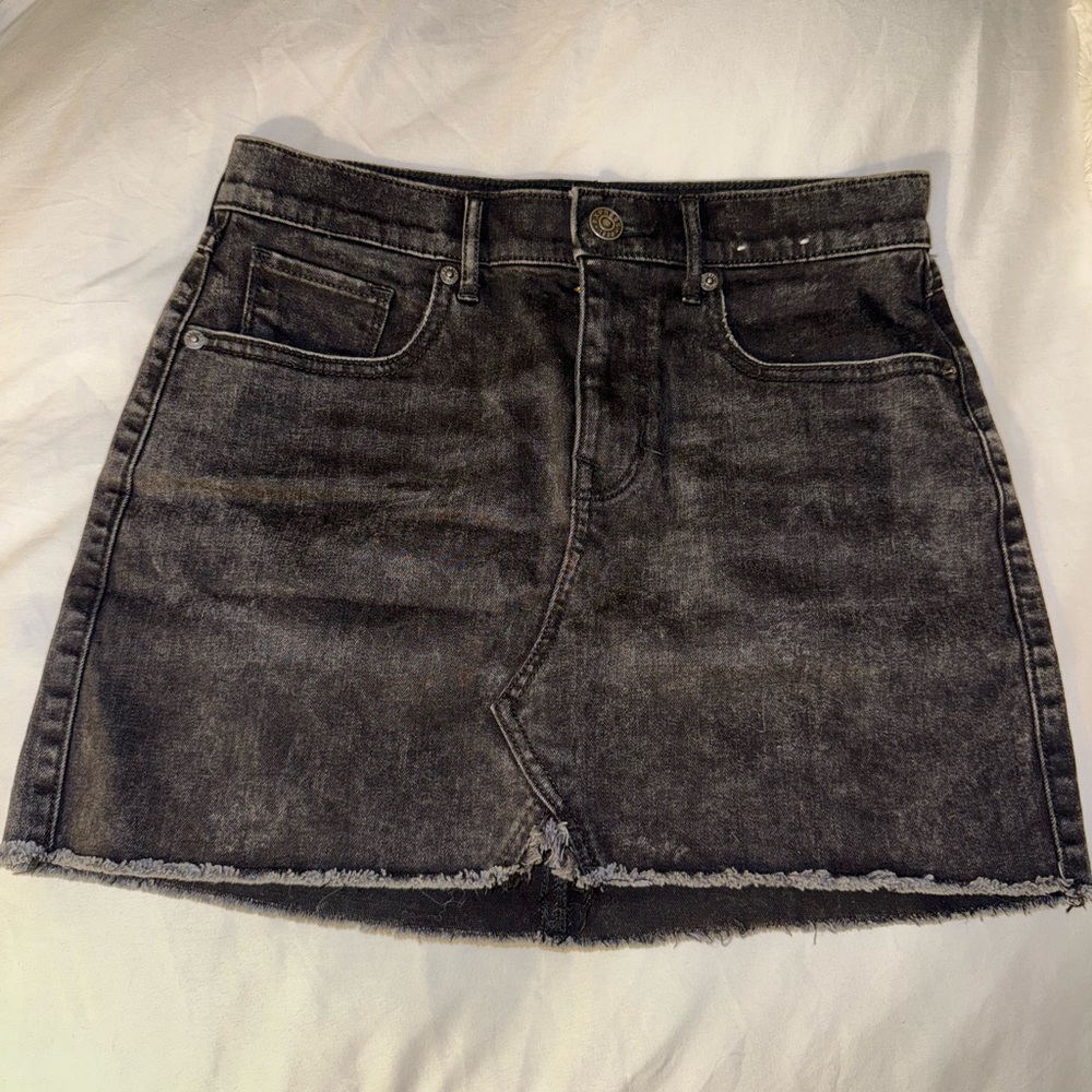 Express black denim mini skirt